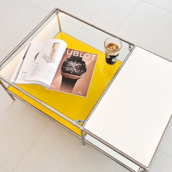 아크리코,와이드 사각 소파 테이블 모듈가구 거실 투명 강화유리 좌탁 좌식 티테이블